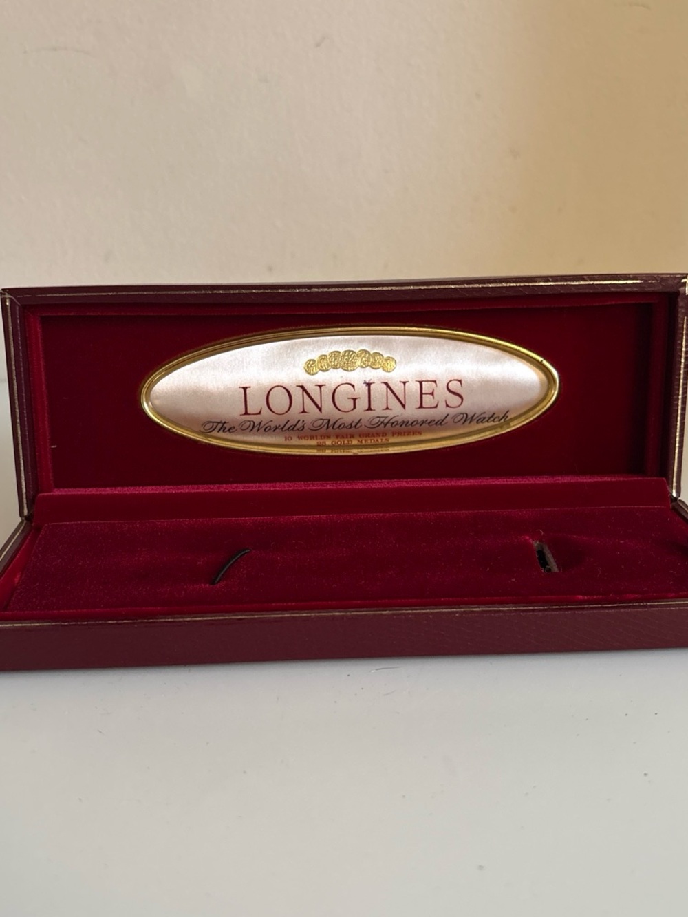 Longines Red Velvet Watch Presentation Box vintage 1960